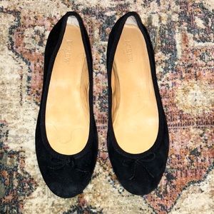 J.Crew Black Microsuede Ballet Flats Size 10 (EUC)